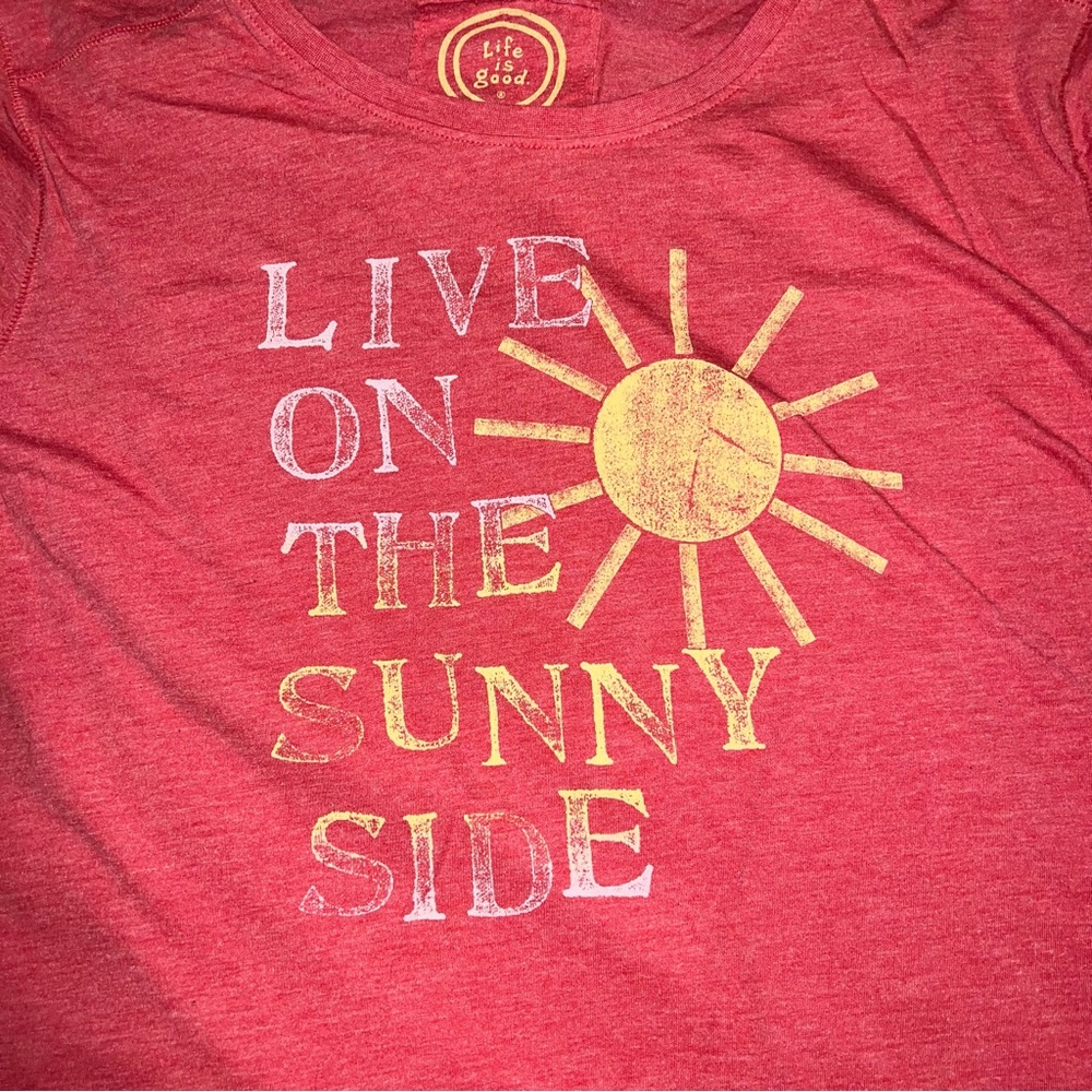 Life Is Good ‘Live on the Sunny Side’ Red Women's T-Shirt XXL Tee - Picture 2 of 8
